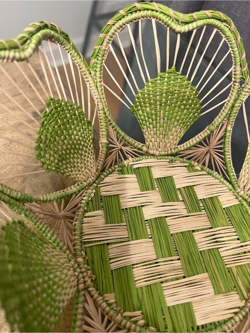 Soleil Flower Bread Basket  handcrafted from natural Iraca palm fibers